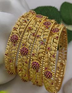 Classic Trendy One Gram Premium Quality Gold Plated With Stone Look Four <b>Bangles</b> <b>Set</b> for Women for Wedding Wear Collection - Product Image 1