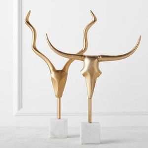 Diseño de cabeza de toro de Metal, mesa con acabado dorado, sala de estar de lujo para pieza decorativa, dormitorio, decoración del hogar - Product Image 1