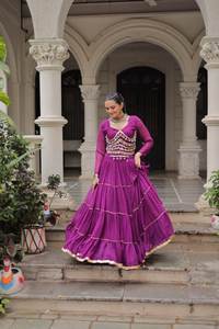 ชุดแต่งกายเทศกาล lehenga choli ผ้า leheriya พิมพ์ลายลูกไม้ Gota patti น่าสนใจ - Product Image 2