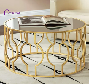 โต๊ะกาแฟทรงกลมลายหินอ่อนสีขาวสุดหรูโต๊ะกาแฟโลหะกรอบโลหะสีดำสำหรับห้องนั่งเล่น - Product Image 4