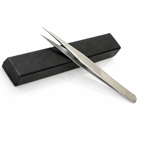 Pince à épiler professionnelle en acier inoxydable pour extensions de cils, pointe droite, isolation argentée de qualité supérieure, outil OEM - Product Image 3