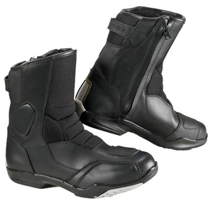 Bottes de moto en cuir noir personnalisées de haute qualité pour hommes avec finition haut de gamme, semelle durable, protection et confort de conduite - Product Image 1