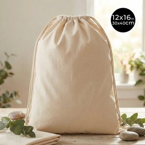 Custom Logo Cotton Drawstring <b>Pouch</b> 12 X 16\" <b>Laminated</b> 4 oz for Clothing Watches Packaging and Dust with Embroidery Logo - Product Image 2