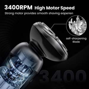 Rasoirs électriques sans fil pour hommes, étanches IPX7, moteur 3400 tr/min, rasoir rotatif 3-en-1 avec verrouillage de voyage, lavable, noir - Product Image 4
