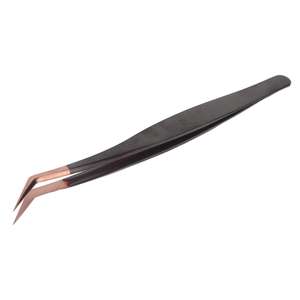 แหนบปลายแหลมสีดำแหนบขนตาโค้งได้อย่างแม่นยำสีเทาทำจากสเตนเลสสตีลเสริมความงามสำหรับการต่อขนตา - Product Image 5