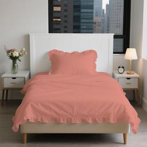 ชุดเครื่องนอนผ้าคอตตอนโพลีคอตตอนสีส้มปกผ้านวมสำหรับคนเดียวเข้ารูปปลอกหมอนผ้าฝ้าย - Product Image 3