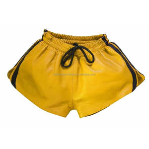 Short de combat en cuir noir personnalisé OEM taille élastique bandes latérales blanches pour la boxe MMA Kickboxing Gym et Fitness - Product Image 5