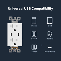 ETL Onaylı 30W 2 USB-C Şarj Cihazlı Çift Prizli Duvar Soketi 20A 125V ABD Elektrik Prizi QC3.0 AFC FCP SCP Apple 2.4A Desteği