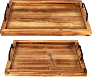 Bandeja de servicio de madera recubierta de esmalte de diseño impreso elegante con asas para desayuno, café, aperitivos, fiestas, decoración del hogar - Product Image 4