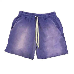 Pantalones cortos informales desgastados vintage cortos lavados con ácido personalizados de alta calidad para hombre con patrón sólido ropa de calle con cordón de algodón - Product Image 5