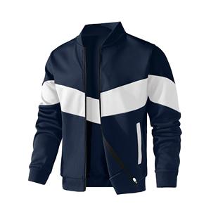Chaqueta de bombardero informal ligera para hombre, abrigo universitario de tela suave con bloque de color y cuello levantado para invierno, servicio OEM disponible - Product Image 3