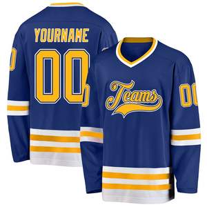 Venta al por mayor Equipo deportivo Logotipo personalizado Sublimación Impreso American Ice Hockey Jersey 100% Poliéster Anti-UV Transpirable 180g - Product Image 1