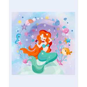 Serviettes de fête Sirène 33x33cm, sachet de 12 pièces - Product Image 1