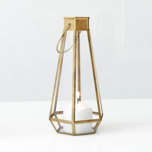 เชิงเทียนโลหะรูปทรงเรขาคณิตทรงสูงหรูหราพายุเฮอริเคนแก้วใสทำจากทองเหลืองสำหรับตกแต่งบ้านงานแต่งงานและงานอีเวนต์ - Product Image 6