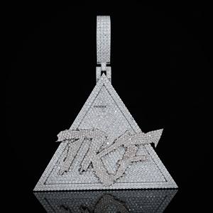 Round Cut Moissanite Diamond Triangle Shape Custom Name Pendant for Men Women for Valentines Day Gift by Phoenix Enterprise - Product Image 1