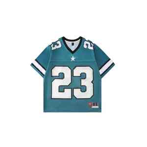 Maillots de football rétro surdimensionnés à col en V de haute qualité, personnalisés, en maille respirante, coupe courte, taille américaine, maillot de football - Product Image 1