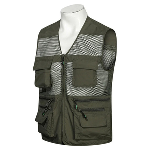 เสื้อกั๊กตกปลาแบบใหม่ คอวี ไร้แขน สำหรับฤดูใบไม้ผลิ ไซส์ใหญ่สำหรับผู้ชาย ผ้าตาข่าย กระเป๋าหลายช่อง สไตล์วินเทจ ยืดหยุ่นได้ - Product Image 6