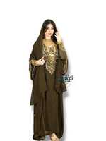 AWAIS HOUSE Zardozi Caftan Abaya Arabe Perlé Fait Main Longueur Ras du Sol Léger Grande Taille en Polyester pour Femme Musulmane