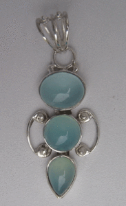Natural Aqua Chalcedony Pendant for Women 925 Sterling Silver Platinum Rose Gold <b>Box</b> Chain Shah Gems Bezel Set Water <b>Drop</b> Design - Product Image 1