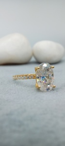 Luxury Women's 18K <b>Gold</b> Classic Wedding <b>Costume</b> Ring Full VVS Natural Diamond Rounded Baguette for Certified - Product Image 3