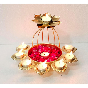 Fer métal Diya Urli bol chauffe-plat support de qualité supérieure personnalisable décoration de la maison Diwali bougeoirs lanternes - Product Image 2