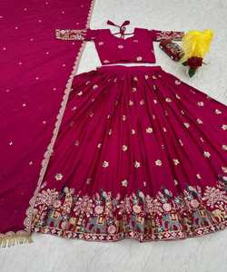 Derniers vêtements de fête indiens pour femmes Lahenga Ladies Wear Wedding Wear Embroidery Stone Work Choli Blouse Dupatta Lahnega - Product Image 3