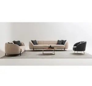 Conjunto de sofás 4 3 1 lugares para sala de estar Conjunto completo de sofás bege moderno