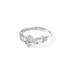 Bague en argent de luxe romantique avec diamant américain, plaqué or 18 carats, taille ajustable, bijou géométrique tendance pour fiançailles - Product Image 3