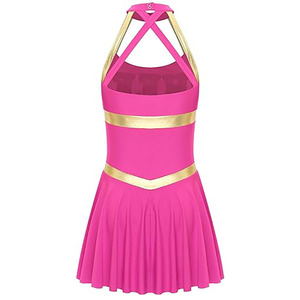 ชุดเชียร์ลีดเดอร์เด็กผู้หญิงสีชมพูแบบขายส่งพร้อมโลโก้สั่งทำ |   ชุดการแสดงทีมเต้นและกีฬาของโรงเรียน - Product Image 3