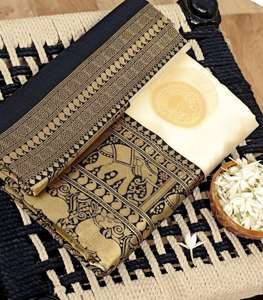 Luxurious Viscose Heavy Jacquard Silk <b>Sarees</b> <b>Golden</b> Big Jacquard Weaving Border for Indian Traditional Attire Winter Summer - Product Image 5