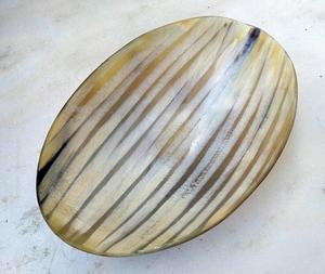 Plateau de service en corne de buffle naturelle durable au design classique, bol en corne poli avec poignée pour cadeaux, modèle - Product Image 2