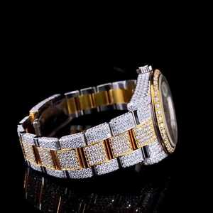 BuyBust vers le bas entièrement glacé brillant coupe Moissanite diamant montre de luxe Antique Hip Hop bijoux 20mm largeur de bande affichage analogique - Product Image 3