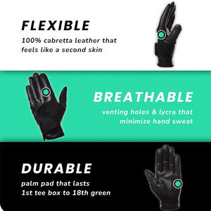 Gants de golf haute durabilité avec poignée antidérapante en cuir souple et ajustement parfait pour tous les golfeurs - Product Image 4