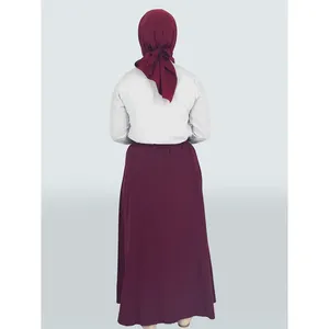 Comfortable Floral Woven Silk and Cotton Poplin Hijab <b>Skirt</b> with <b>Elastic</b> Waistline Digital and Embroidered Print Short Length - Product Image 3