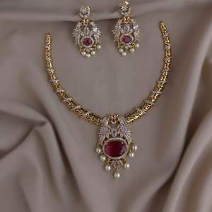 Conjunto de Collar con Acabado Mate CZ, Collar Hasli con Pendientes, Calidad Premium, Uso Mínimo, Perfecto para Fiestas y Bodas - Product Image 3