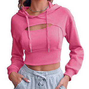Sweat à capuche personnalisé avec cordon de serrage Épaules tombantes OEM Motif vierge Couleur unie Logo de marque personnalisé Sweat à capuche pour femmes - Product Image 2