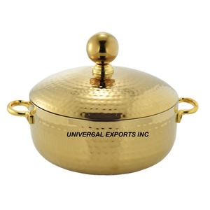 Marmite en acier inoxydable martelé, forme ronde, design de table, casserole, vente chaude, chauffe-plat décoratif en métal - Product Image 1