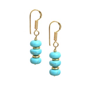 <b>Turquoise</b> Dangle Earrings Handmade Gold-Plated Design with Spacer <b>Beads</b> Elegant Blue-Green Gemstone Jewelry for Women - Product Image 2