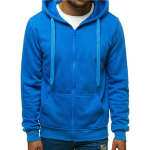 Vente en gros 360gsm sweats à capuche unis coupe ajustée en coton avec impression numérique et logo en polaire avec fermeture éclair complète pour hommes - Product Image 4