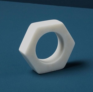 Natural beige marble <b>napkin</b> ring handmade solid stone dining table accessory smooth round <b>napkin</b> <b>holder</b> luxury table decor hotel - Product Image 3