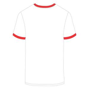 HBCU hommes instruits Chenille contraste garniture sonnerie t-shirt blanc avec des lettres brodées rouges doux coton collégial vêtements - Product Image 3