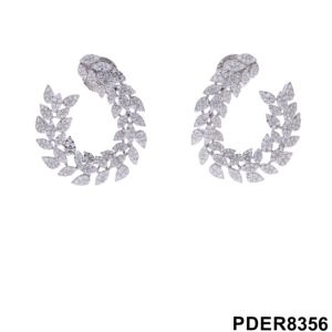 ต่างหูห่วงเพชรสีทอง14k แปลกๆดีไซน์ที่เป็นแรงบันดาลใจจากธรรมชาติที่โดดเด่นด้วยการเน้นรูปใบไม้เป็นประกาย - Product Image 6