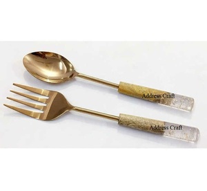 2025 vente chaude en acier inoxydable salade serveur ensemble ustensiles en métal avec poignée en acrylique outils de cuisine vaisselle pour servir des salades - Product Image 6