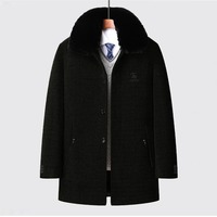 Manteau d'hiver élégant et chaud pour homme en mélange de laine tricoté, éco-responsable, à simple boutonnage et col rabattu, épais et de qualité supérieure