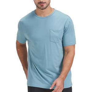 T-shirts pour hommes à col en V 100% coton de haute qualité à manches courtes personnalisées plusieurs couleurs, y compris un motif imprimé en tissu tricoté noir - Product Image 4