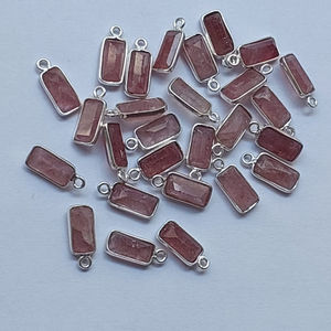925 argent Rectangle fraise Quartz Lushia pierres précieuses Bracelet plaqué or pendentif connecteur pour la fabrication de bijoux - Product Image 2