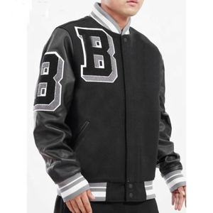OEM 2024 nuevo estilo de moda High Street Casual alta chaqueta de cuero para hombres deportes lana Varsity Letterman chaquetas lona invierno - Product Image 2