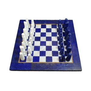 Juego de Ajedrez de piedra de lapislázuli y ónix Premium con figuritas, juego de mesa estratégico para dos jugadores, modelo decorativo elegante - Product Image 5