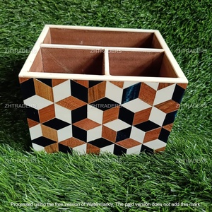 Caja de almacenamiento de cubiertos de madera antigua de lujo con diseño de incrustaciones de resina elegante soporte para cuchara y soporte para Clip de olla para el hogar y la cocina - Product Image 4