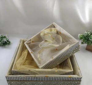Embalagem do presente Cestas Shagun Bandejas Cestas gifting casamento para o convite do casamento Noiva indiana fundamentos haldi mehandi cerimônia - Product Image 3